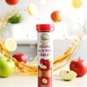 Kéura ACV Pro Effervescent Tablets with Pomegranate Extract | Vitamin B6 & B12 | Weight Management, Gut Health, Immunity & Skin Support | No Sugar | 15 Tablets