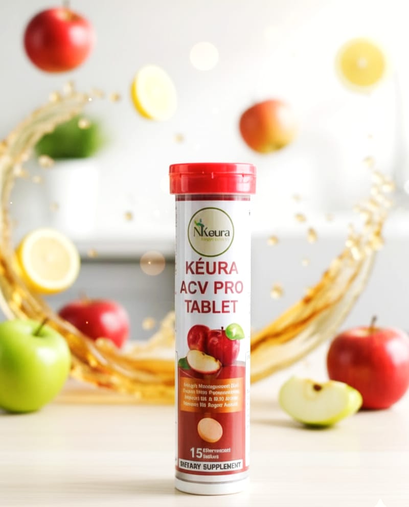 Kéura ACV Pro Effervescent Tablets with Pomegranate Extract | Vitamin B6 & B12 | Weight Management, Gut Health, Immunity & Skin Support | No Sugar | 15 Tablets