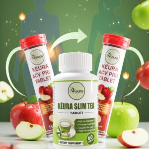 Kéura Weight Loss Combo | Keura Slim Tea Tablets + 2 ACV Pro Effervescent Drink Belly Fat Burner, Detox & Digestion Support | 1 Slim Tea (60 Tablets) + 2 ACV (Buy 1 Get 1 FREE)