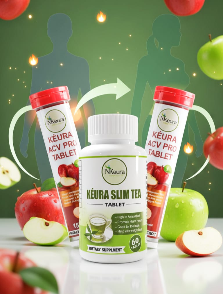 Kéura Weight Loss Combo | Keura Slim Tea Tablets + 2 ACV Pro Effervescent Drink Belly Fat Burner, Detox & Digestion Support | 1 Slim Tea (60 Tablets) + 2 ACV (Buy 1 Get 1 FREE)