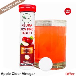 Kéura ACV Pro Effervescent Tablets with Pomegranate Extract | Vitamin B6 & B12 | Weight Management, Gut Health, Immunity & Skin Support | No Sugar | 15 Tablets